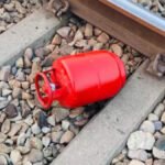 gas cylinder at railway line